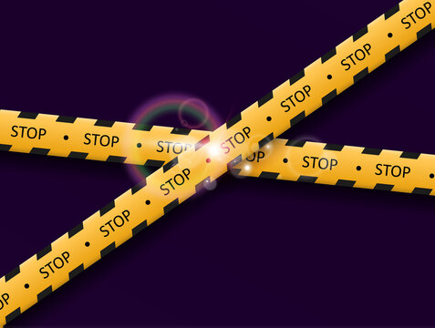 Barrier warning tape on transparent background. Vector illustration.