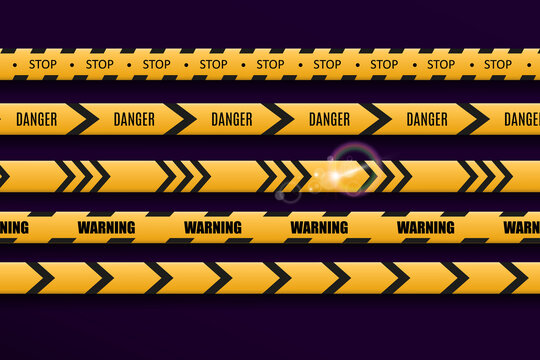 Barrier warning tape on transparent background. Vector illustration.