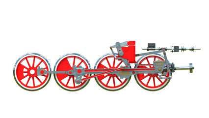 Fototapeta na wymiar Crank mechanism of steam locomotive isolated on white background