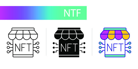Nft marketplace. Three icons for web design