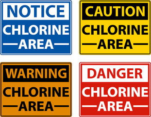 Caution Chlorine Area Sign On White Background