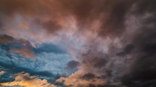 storm clouds during sunset apocalyptic timelapse climate change concept. time lapse climate change