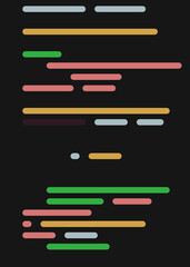 Code on screen vector illustration, flat cartoon coding lines simulation