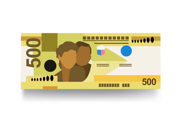 Philippine Peso Vector Illustration. Philippines money set bundle banknotes. Paper money 500 PHP. Flat style. Isolated on white background. Simple minimal design.