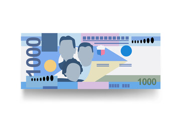 Philippine Peso Vector Illustration. Philippines money set bundle banknotes. Paper money 1000 PHP. Flat style. Isolated on white background. Simple minimal design.