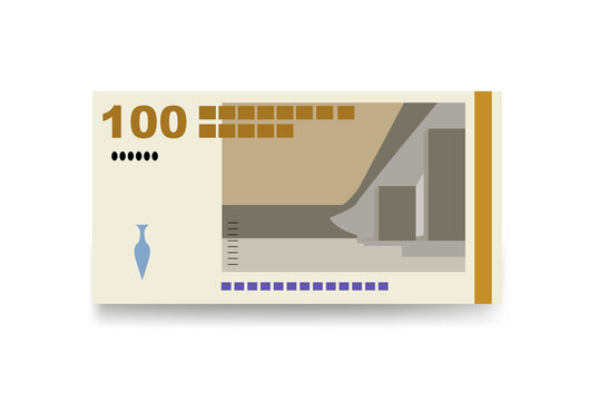 Danish Krone Vector Illustration. Denmark, Greenland, Faroe Islands money set bundle banknotes. Paper money 100 Kr. Flat style. Isolated on white background. Simple minimal design.