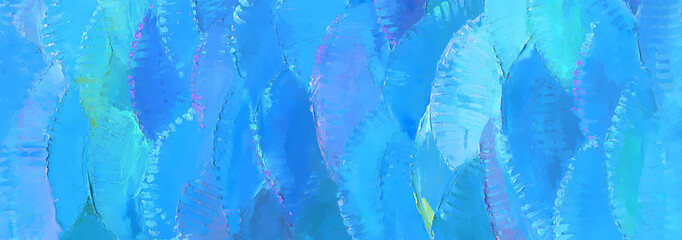 Semicircular slices oil paint textures as abstract background or  textured wavy azure wallpaper, art print, pattern, etc. High quality details.