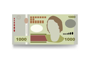 Peso Uruguayo Vector Illustration. Uruguay money set bundle banknotes. Paper money 1000 UYU. Flat style. Isolated on white background. Simple minimal design.
