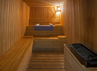 Interior of sauna room in a health spa