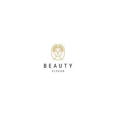 Beauty woman line art icon logo design template