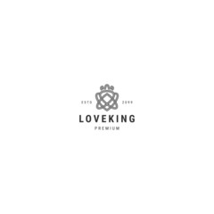 King of love line art logo design template