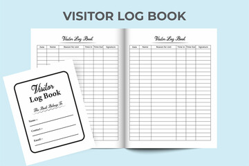 KDP interior visitor log book template. Visitor timing tracker notebook interior. Business purpose visitor incoming and outgoing tracker journal template. KDP interior logbook.