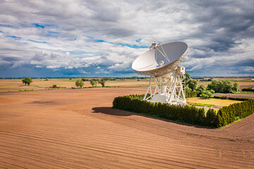 Observatory astronomical on brown filed in Poland.