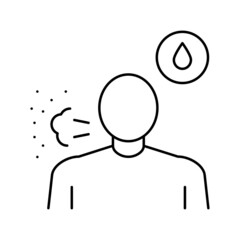 dry cough with blood line icon vector illustration