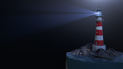 lighthouse in the night, 3d render