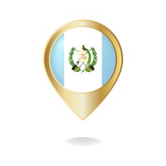 Guatemala flag on golden pointer map, Vector illustration eps.10