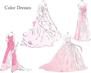 ウェディングドレス　カラードレスセット　ピンク - obrazy, fototapety, plakaty