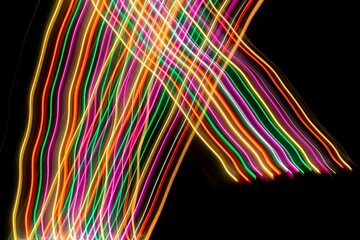 colorful luminous lines on a black background