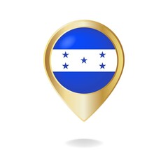 Fototapeta premium Honduras flag on golden pointer map, Vector illustration eps.10