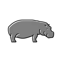 hippopotamus wild animal color icon vector illustration