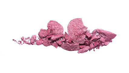 Dry crushed purple eye shadows isolated on white