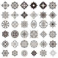 Ornamental design lace borders and corners Vector set art deco floral ornaments elements