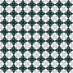 a four-petal flower pattern in an elegant dark green color suitable for textiles