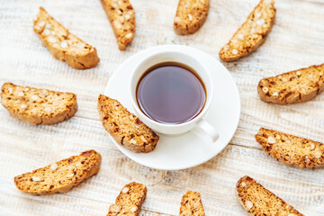 Biscotti on the table for tea. Selective focus.
