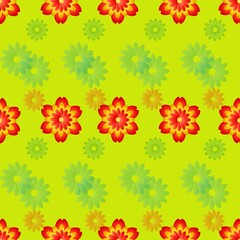 Fototapeta na wymiar Colored Flowers Pattern