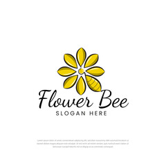 Creative yellow abstract bee flower logo