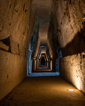 The mysterious Sibyl's cave or &ldquo;Antro della Sibilla&rdquo; at Cumae archaeological park, Pozzuoli, Italy