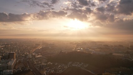 sunrise over the city