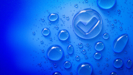 Wassertropfen mit Symbol Check