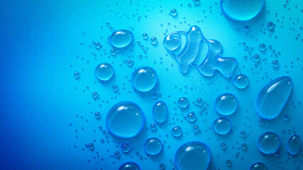 Wassertropfen mit Symbol Clownfisch