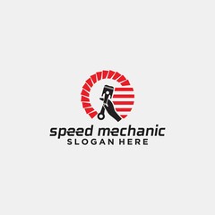 Professional practical service logo machine mechanic with machine technician logo and machine gear