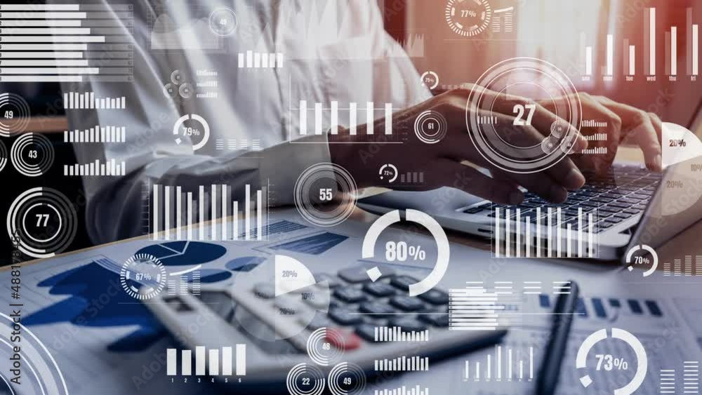 Aufkleber conceptual business dashboard for financial data analysis . 3d render computer graphic .