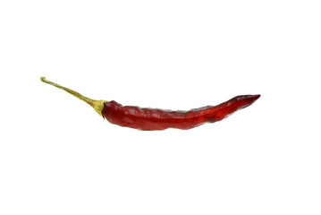 Dried red chili or cayenne pepper isolated on the white background.