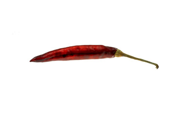 Dried red chili or cayenne pepper isolated on the white background.