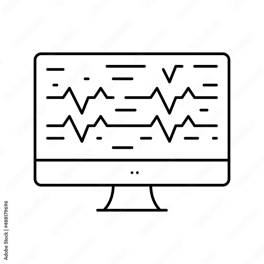 Poster noise waves on computer screen line icon vector illustration