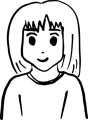 cartoon character outline face, line design