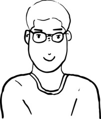 cartoon character outline face, line design