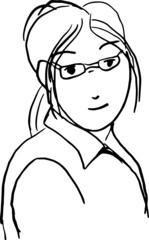 cartoon character outline face, line design