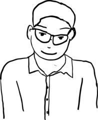 cartoon character outline face, line design