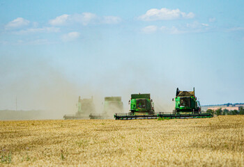 Harvester at work in the field