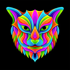 wolf head with thick fur. character illustrations with colorful drawing or wpap style. for printing t-shirts, tattoo, mascot, logo, poster and mechandise.