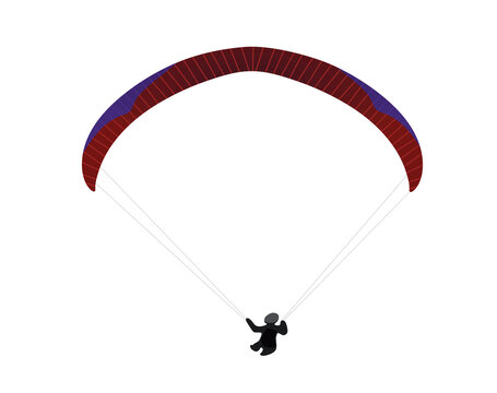 Purple and red  parachute landing. vector illustration