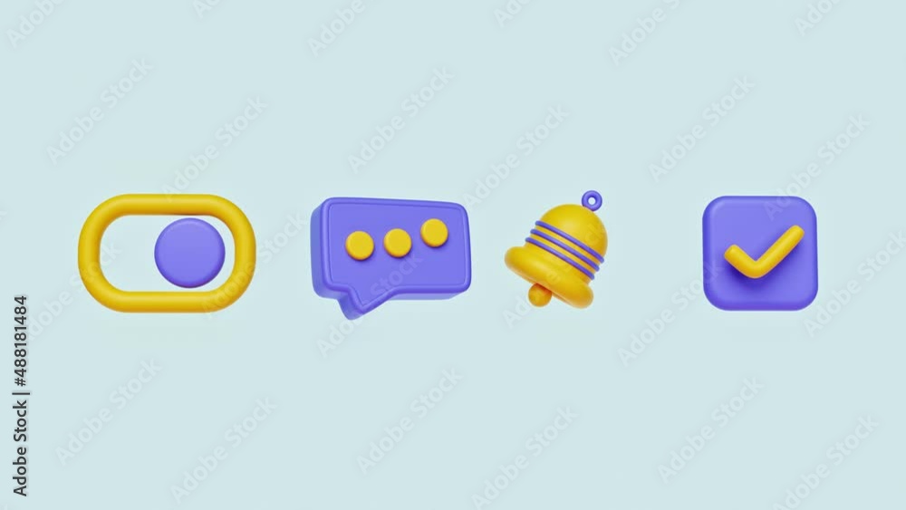 Poster simple animated 3d icons set.