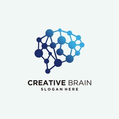 Brain technology logo design brain design with technology combination template vector 