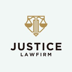 Creative law firm logo with lines justice logo design in gold color 
