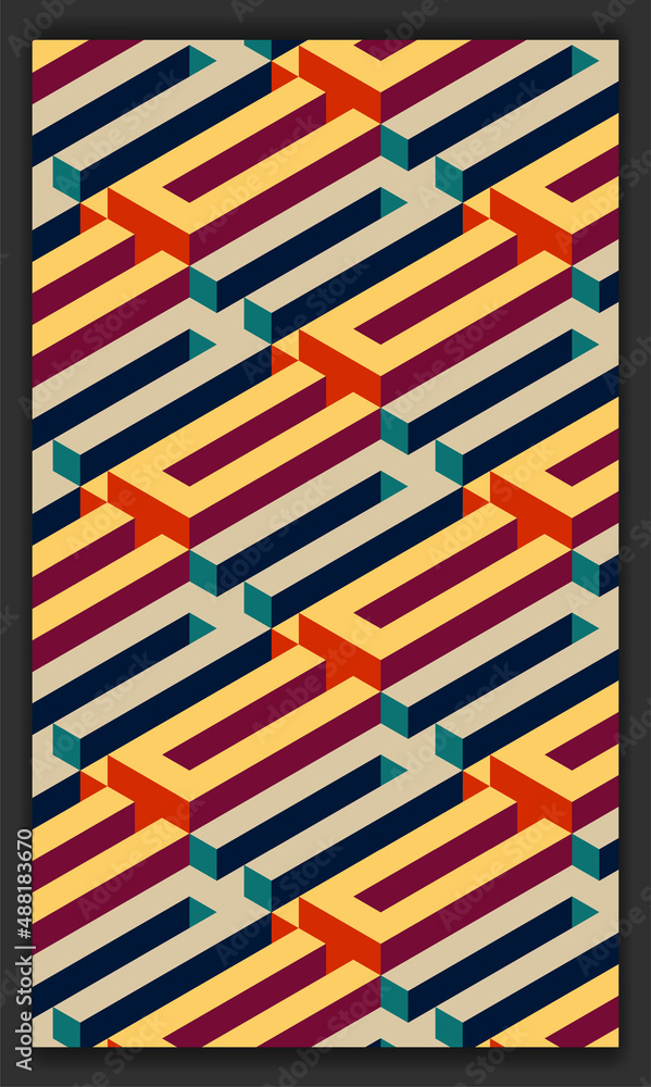 Poster 3d isometric pattern vector in soft or pastel colors, 3d cubes abstract background